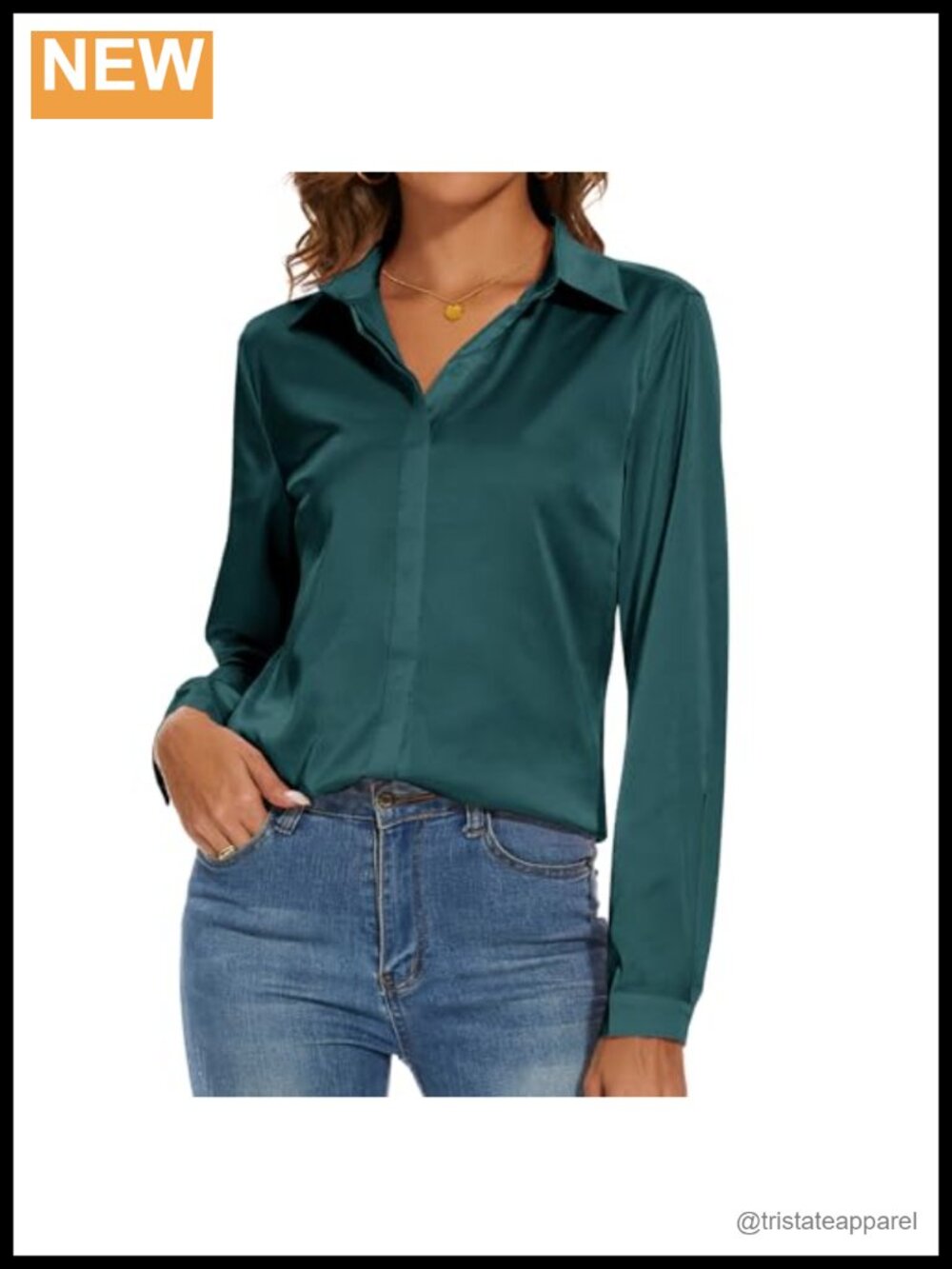 Women's Silk Blouse Long Sleeve Button Down Shirt Office Work Top